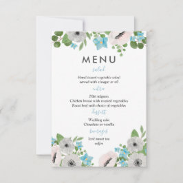 Convite Anêmonas Florais Aquarela | Menu de Casamento