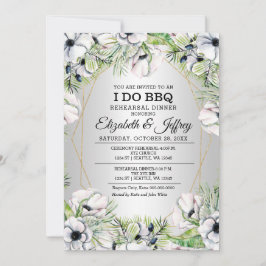 Convite Anemone branco prateado, Janto de ensaio de CHURRA