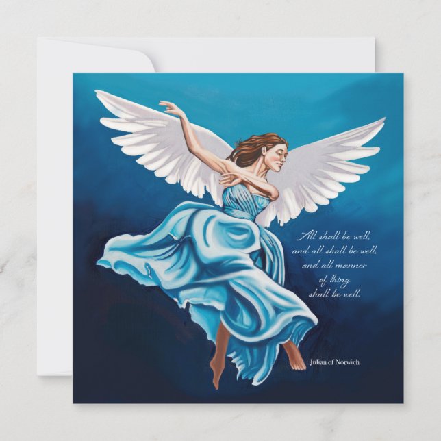 Convite Angel All Shall Be Well Christmas Card (Frente)