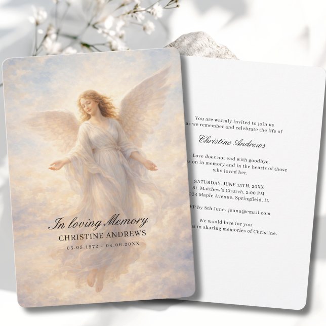 Convite Angel Celebration of Life Funeral (Angel Celebration of Life Funeral Invitation. Print & Instant Download.)