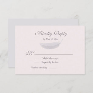 Convite Angel Feather Blush Pink Cinza Casamento RSVP