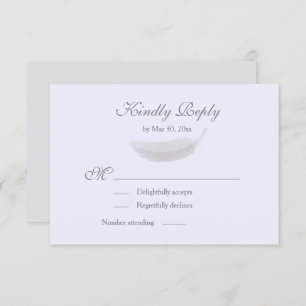 Convite Angel Feather Lilac Lavanda Cinza Casamento RSVP