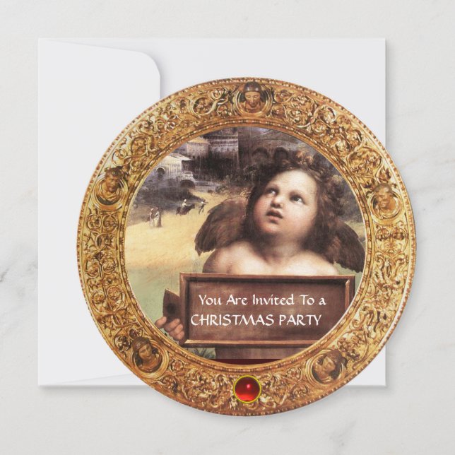 Convite ANGEL, FESTA DE NATAL DE CHERUB WINGING, Red Ruby  (Frente)