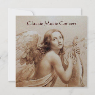 Convite ANGEL JOGANDO LYRA SOBRE AS NUVENS,Monograma