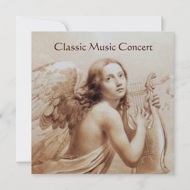 Convite ANGEL JOGANDO LYRA SOBRE AS NUVENS,Monograma (Frente)