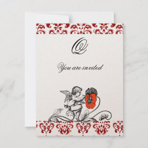 CONVITE ANGEL PINTANDO UM MONOGRAMA DE DANOS VERMELHOS