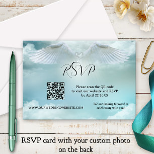 Convite Angel Wings Dream Cloud QR Code Weding RSVP Card