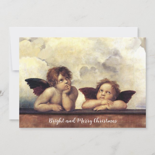 Convite ANGELS/Cherubs alados, Nuvens Raffaello Sanzio (Frente)