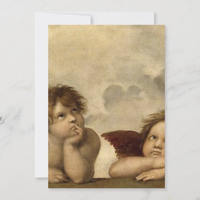 Convite Angels Cherubs Raphael Santi Sistine Madonna Sweet (Frente)