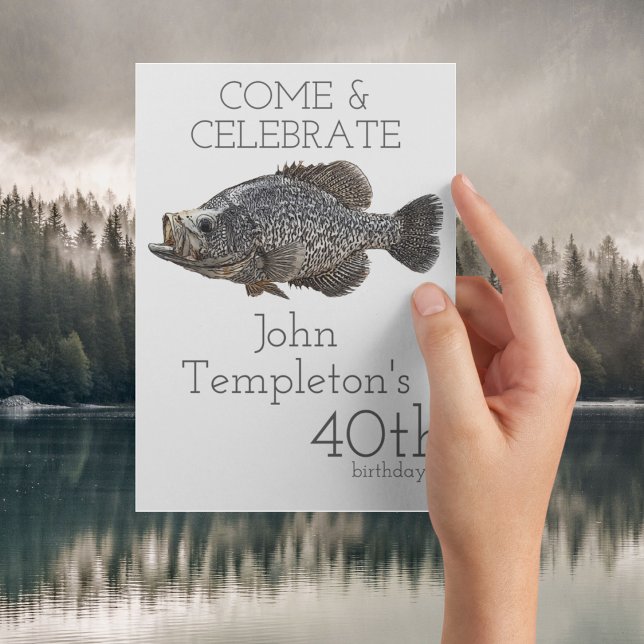 Convite Angler Angler Men, pescador de Crappie (Crappie fishing birthday invitation. Instant download the invitation or print.)