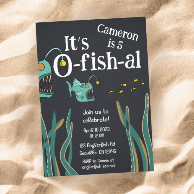 Convite Anglerfish Deep Sea Ocean Birday (Criador carregado)