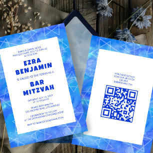 Convite Anilha Aquarela CÓDIGO QR Personalizado Bat Mitzva