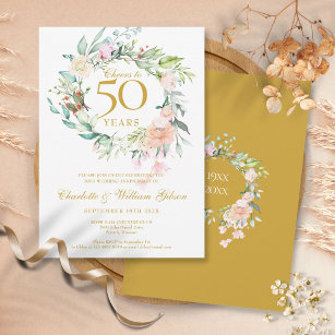 Convite Anima-se a 50 anos de aniversário floral