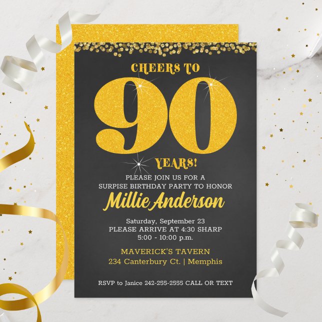Convite Anima-se aos 90 anos 90 de aniversário (Cheers to 90 Years 90th Birthday Invitation)