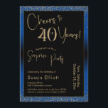 Convite Animação para 40 anos Surpresa Festa de aniversári<br><div class="desc">Usando duas fontes distintas, criei gráficos para seu anúncio e embelezei-os com um efeito de ouro falso-metálico para uma vibração festiva. Embora cada parte possa ser movida para se adequar às suas necessidades, o cabeçalho diz "Saúde a 40 Anos!" e "Partido Surpresa". ("Surpresa" pode ser removida se a sua parte...</div>