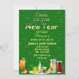 Convite Animações ao Ano Novo Cocktails Verde Estimulante