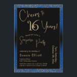 Convite Animações para 16 anos Surpresa Festa de aniversár<br><div class="desc">Usando duas fontes distintas, criei gráficos para seu anúncio e embelezei-os com um efeito de ouro falso-metálico para uma vibração festiva. Embora cada parte possa ser movida para se adequar às suas necessidades, o cabeçalho diz "Saúde a 16 Anos!" e "Partido Surpresa". ("Surpresa" pode ser removida se a sua parte...</div>
