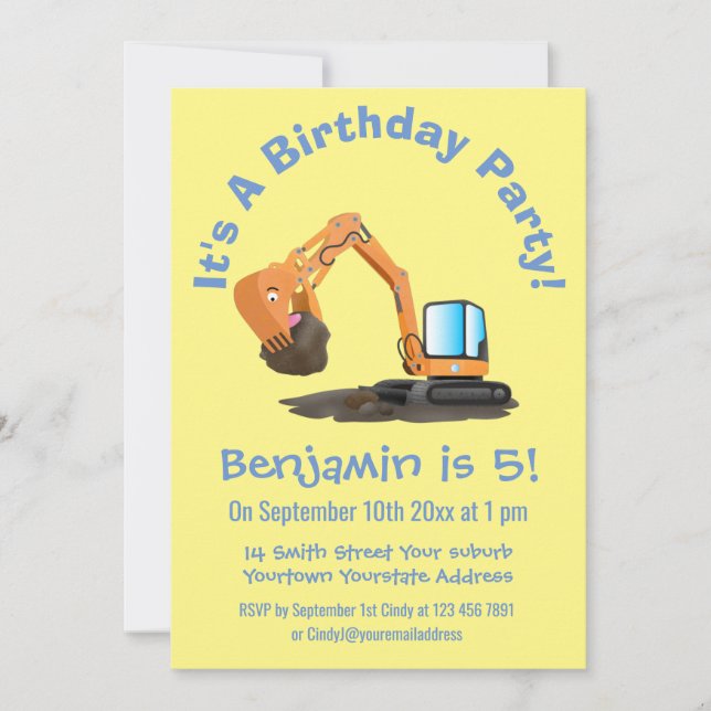 Convite Animador de escavação laranja-branca (Frente)