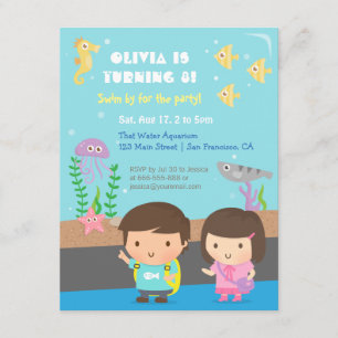 Convite Animais Aquáticos Festa de Aniversário Infantil Aq