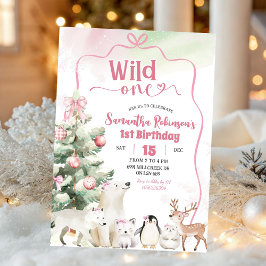 Convite Animais Árticos Coquette Wild One Menina 1º Aniver