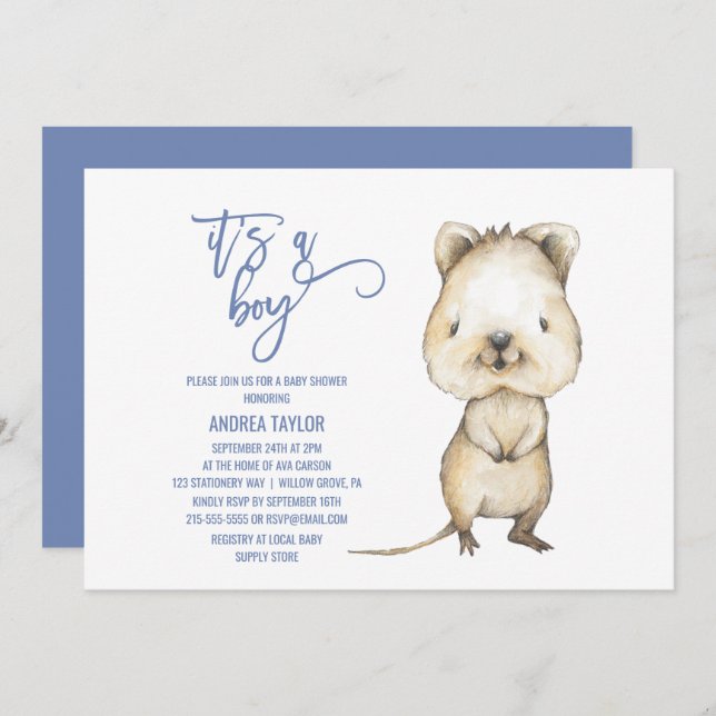 Convite Animais australianos | Quokka É um Chá de fraldas (Frente/Verso)