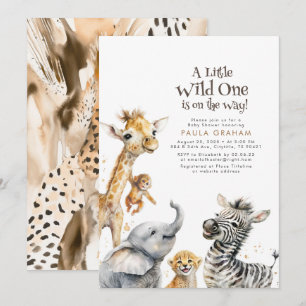 Convite Animais Bebês Selva Safari Chá de fraldas selvagem