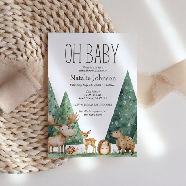 Convite Animais Boho da Floresta Oh Chá de Bebê (Criador carregado)