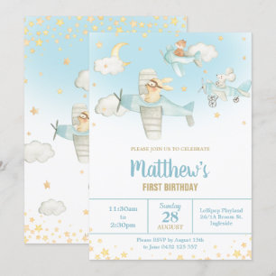 Convite Animais Cachorros Aviões Estrelas Garoto de Anive