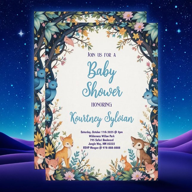 Convite Animais Cachorros Chá de fraldas de Pastel Floral (Criador carregado)