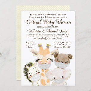 Convite Animais Cachorros com Máscaras Atravessam Chá de f