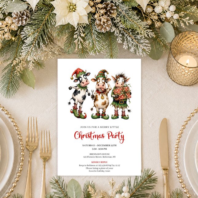 Convite Animais Caprichosos da Moda Festa de Natal I (Trendy Whimsical Animals Playful Christmas Party Invite

)