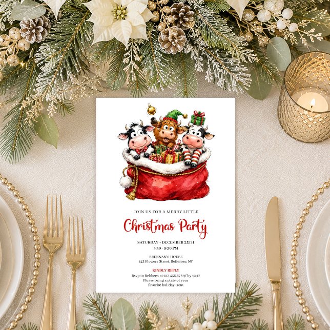 Convite Animais Caprichosos Elegantes Festa de Natal  (Elegant Whimsical Animals Holiday Christmas Party Invite

)