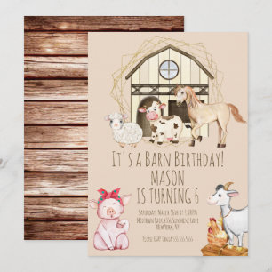 Convite Animais Celeiro Aguarela Fazenda Aniversário