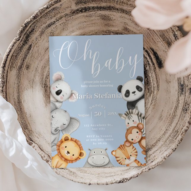 Convite Animais Chás de fraldas Da Selva Tropical De Safar (Criador carregado)