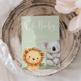 Convite Animais Chás de fraldas Da Selva Tropical Verde Sa