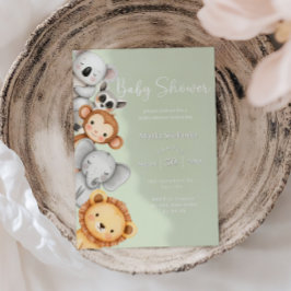 Convite Animais Chás de fraldas Da Selva Tropical Verde Sa