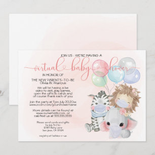 Convite Animais Cóteos Rosa 3 no Chá de fraldas Virtual 