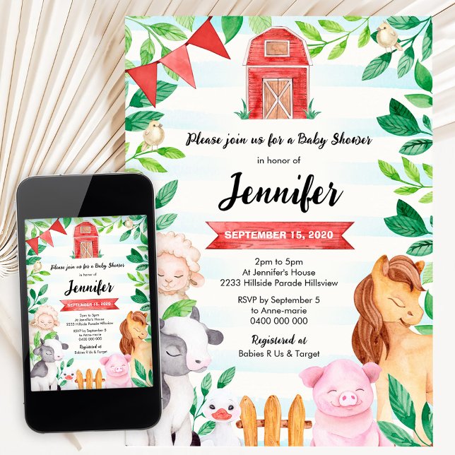 Convite Animais da Fazenda Aniversário (Criador carregado)