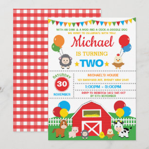 Convite Animais da Fazenda Barnyard Festa de aniversário