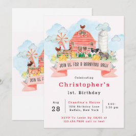 Convite Animais da Fazenda Bash de Barnyard 1rua. Festa de