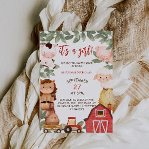 Convite Animais da Fazenda Boho Meninas Lindas Chá de Bebê
