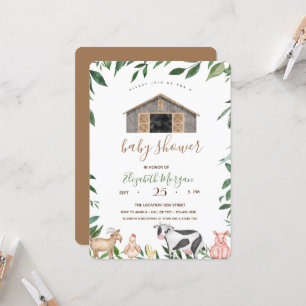 Convite Animais da Fazenda em Aquarela Churrasqueira Baby