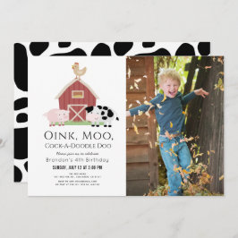 Convite Animais da Fazenda Galeria Branca Foto Aniversário