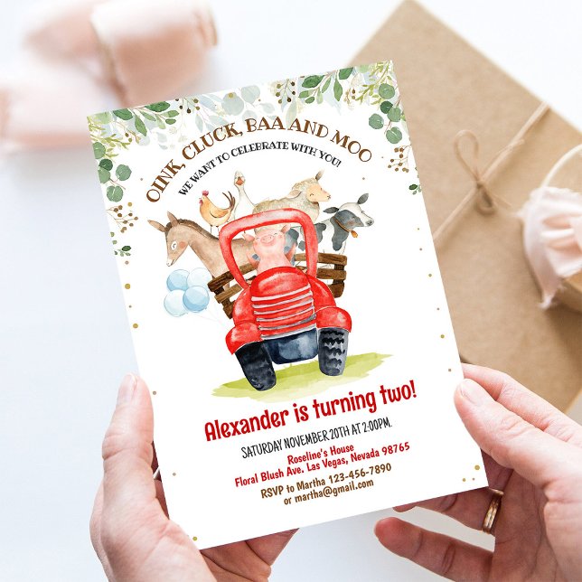 Convite Animais da Fazenda Menino Barnyard Festa de Barão  (Criador carregado)