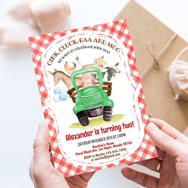Convite Animais da Fazenda Menino Barnyard Festa de Barão  (Criador carregado)