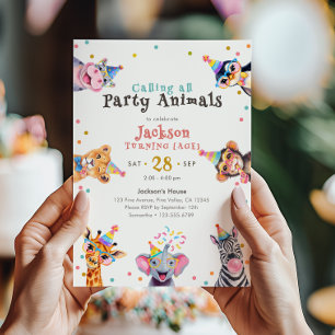 Convite Animais da Festa Idade Editável Festa de Aniversár