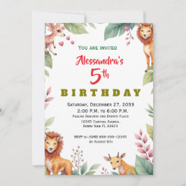 Convite Animais da Festa Moderna Safari da Selva