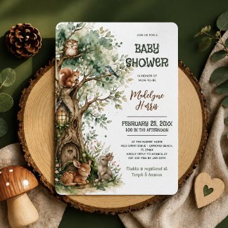 Convite Animais da Floresta Aquarela Chá de Bebê Neutro