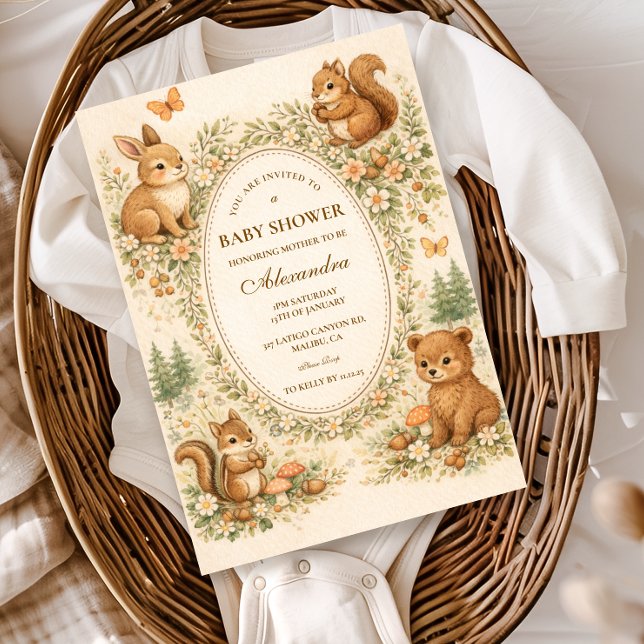 Convite Animais da Floresta Baby Shower (Criador carregado)