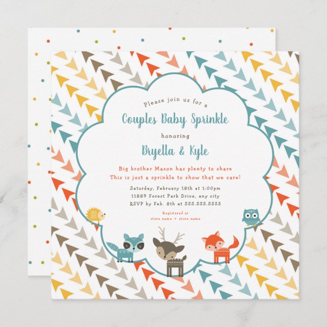 Convite Animais da Floresta Casais (Frente/Verso)